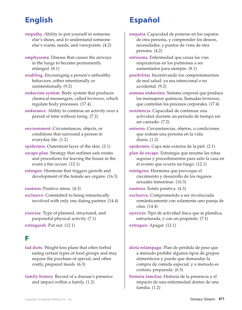 Comprehensive Health Skills for Middle School, 1st Edition page 671