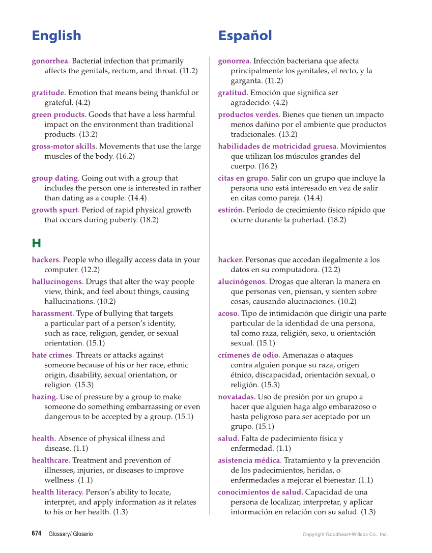 Comprehensive Health Skills for Middle School, 1st Edition page 674