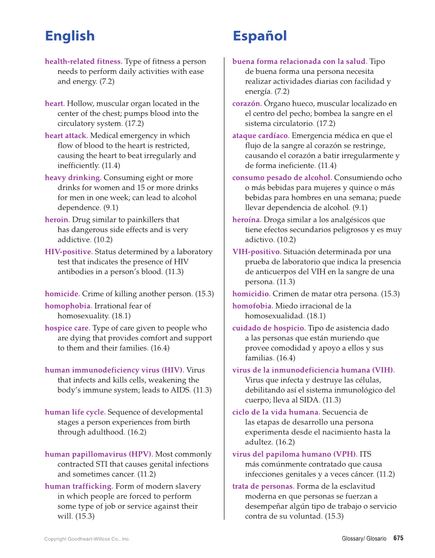 Comprehensive Health Skills for Middle School, 1st Edition page 675