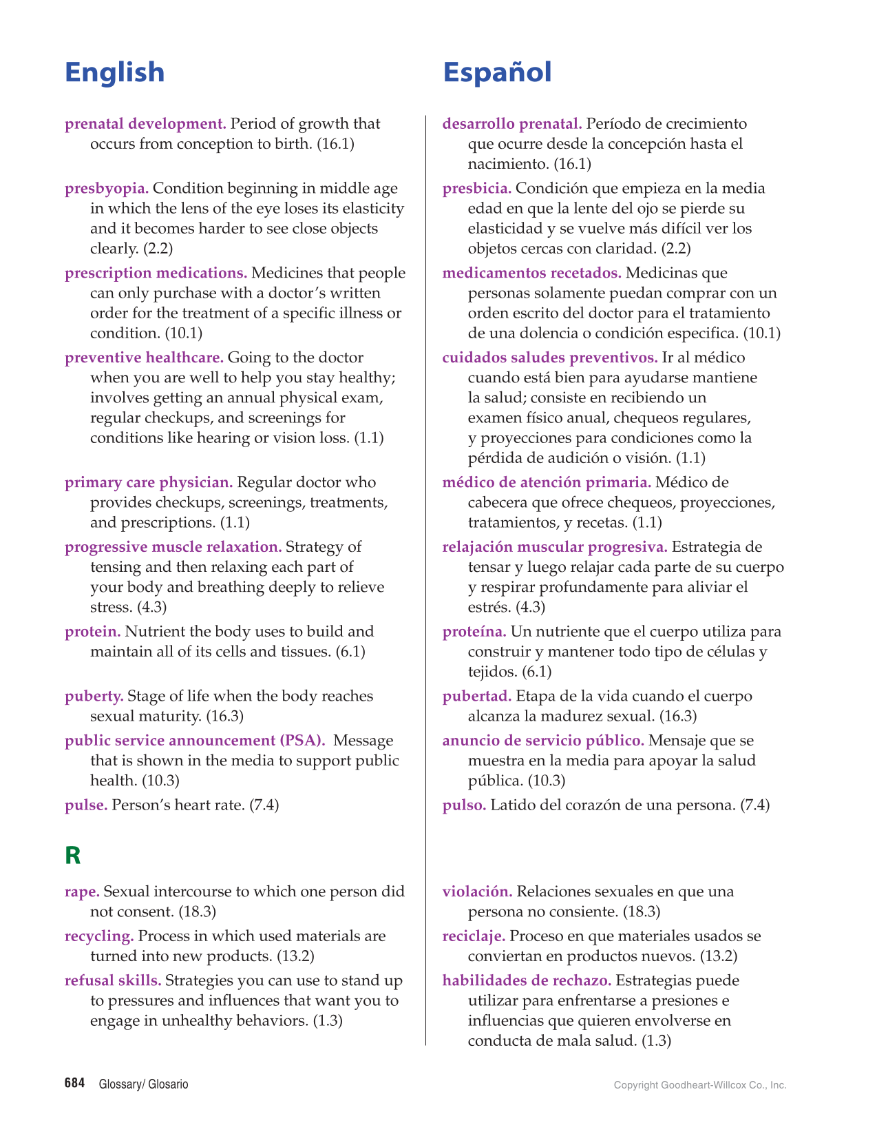 Comprehensive Health Skills for Middle School, 1st Edition page 684