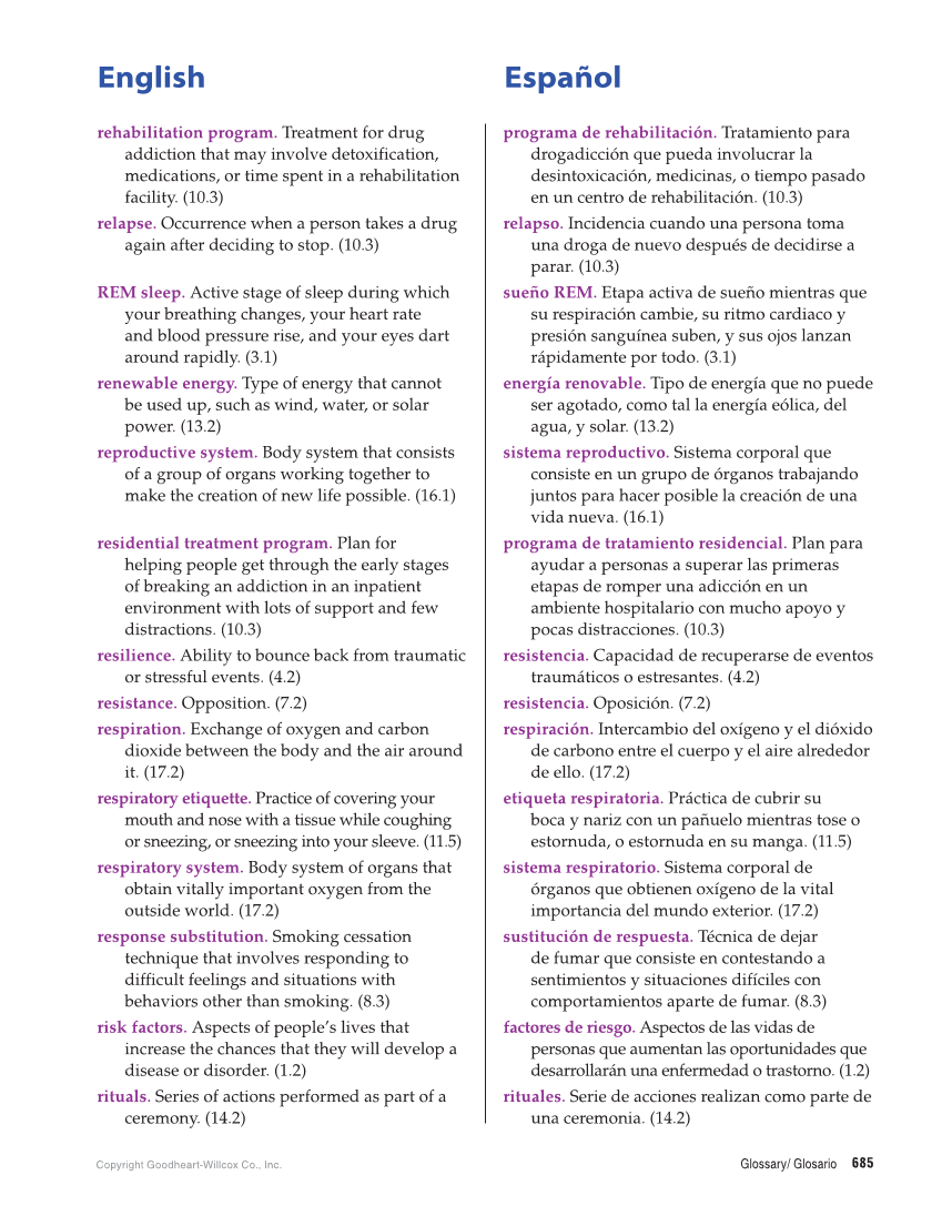 Comprehensive Health Skills for Middle School, 1st Edition page 685