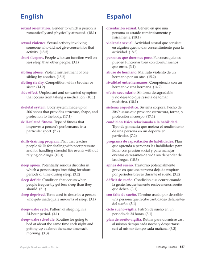 Comprehensive Health Skills for Middle School, 1st Edition page 687