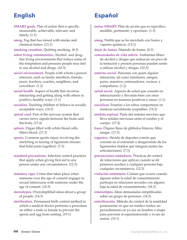 Comprehensive Health Skills for Middle School, 1st Edition page 688