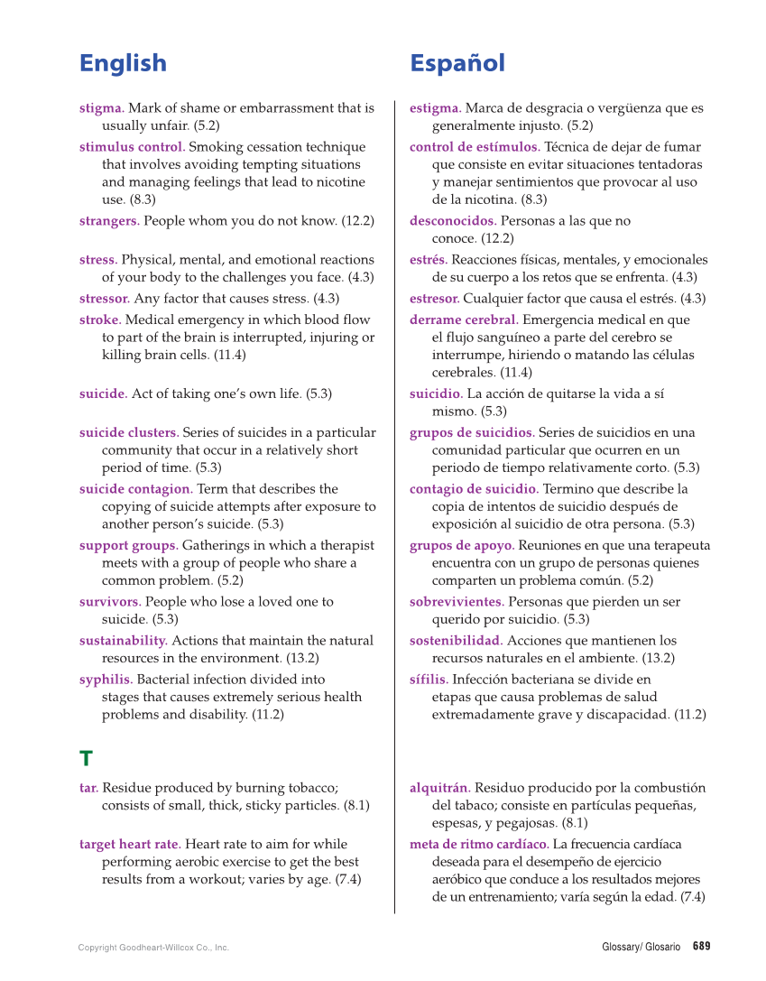 Comprehensive Health Skills for Middle School, 1st Edition page 689