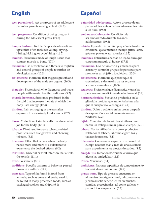 Comprehensive Health Skills for Middle School, 1st Edition page 690