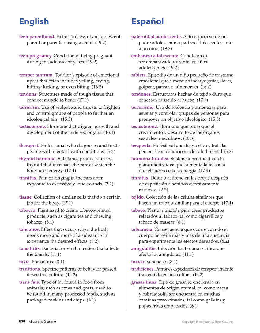 Comprehensive Health Skills for Middle School, 1st Edition page 690