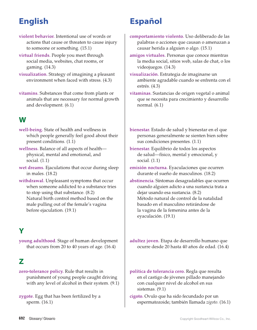 Comprehensive Health Skills for Middle School, 1st Edition page 692