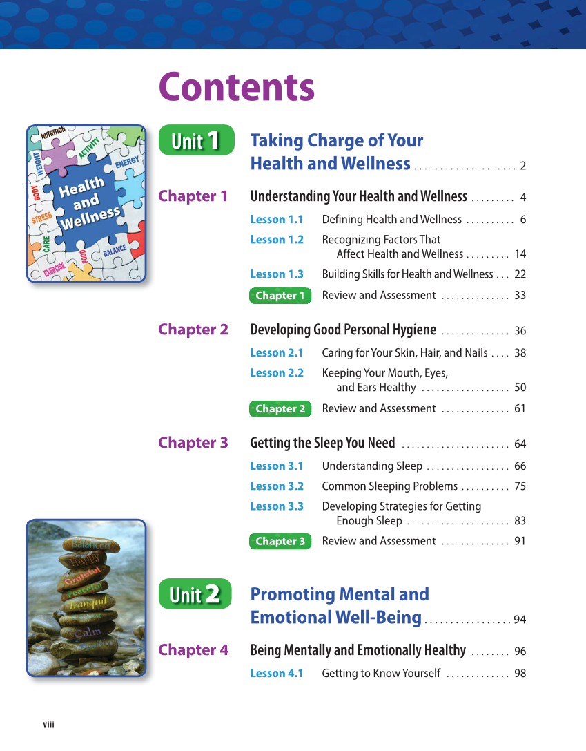 Comprehensive Health Skills for Middle School, 1st Edition page viii
