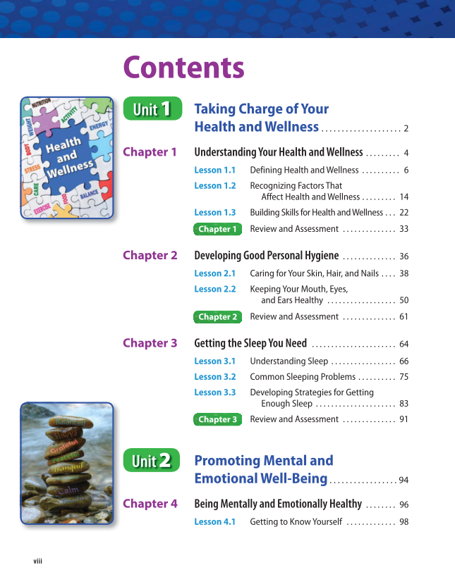 Comprehensive Health Skills for Middle School, 1st Edition page viii