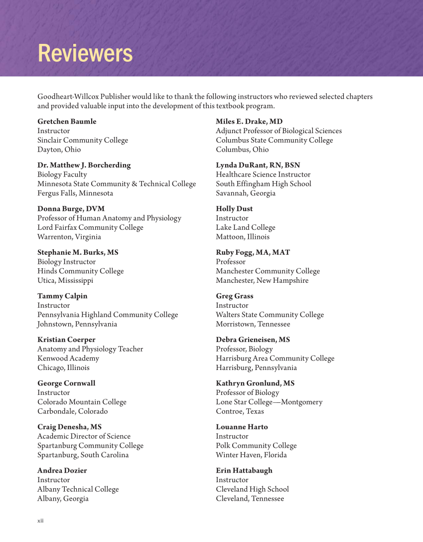Anatomy & Physiology Essentials, 1st Edition page xii