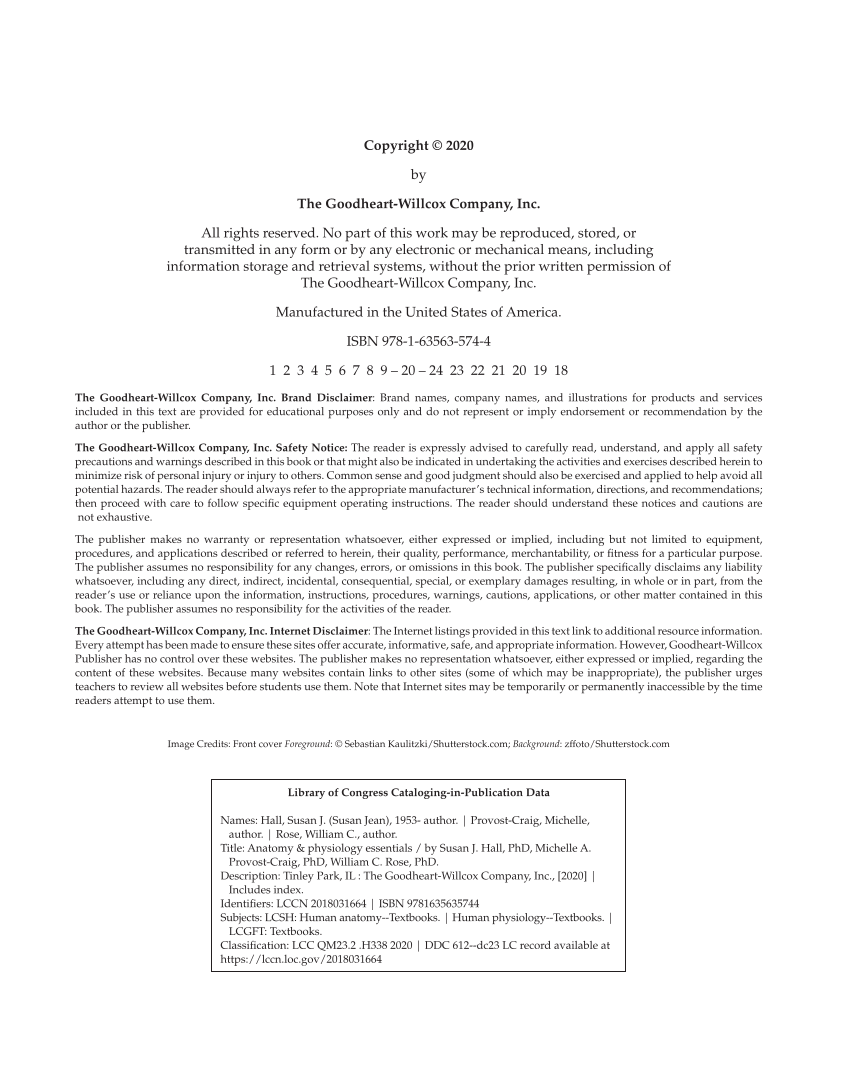 Anatomy & Physiology Essentials, 1st Edition page ii