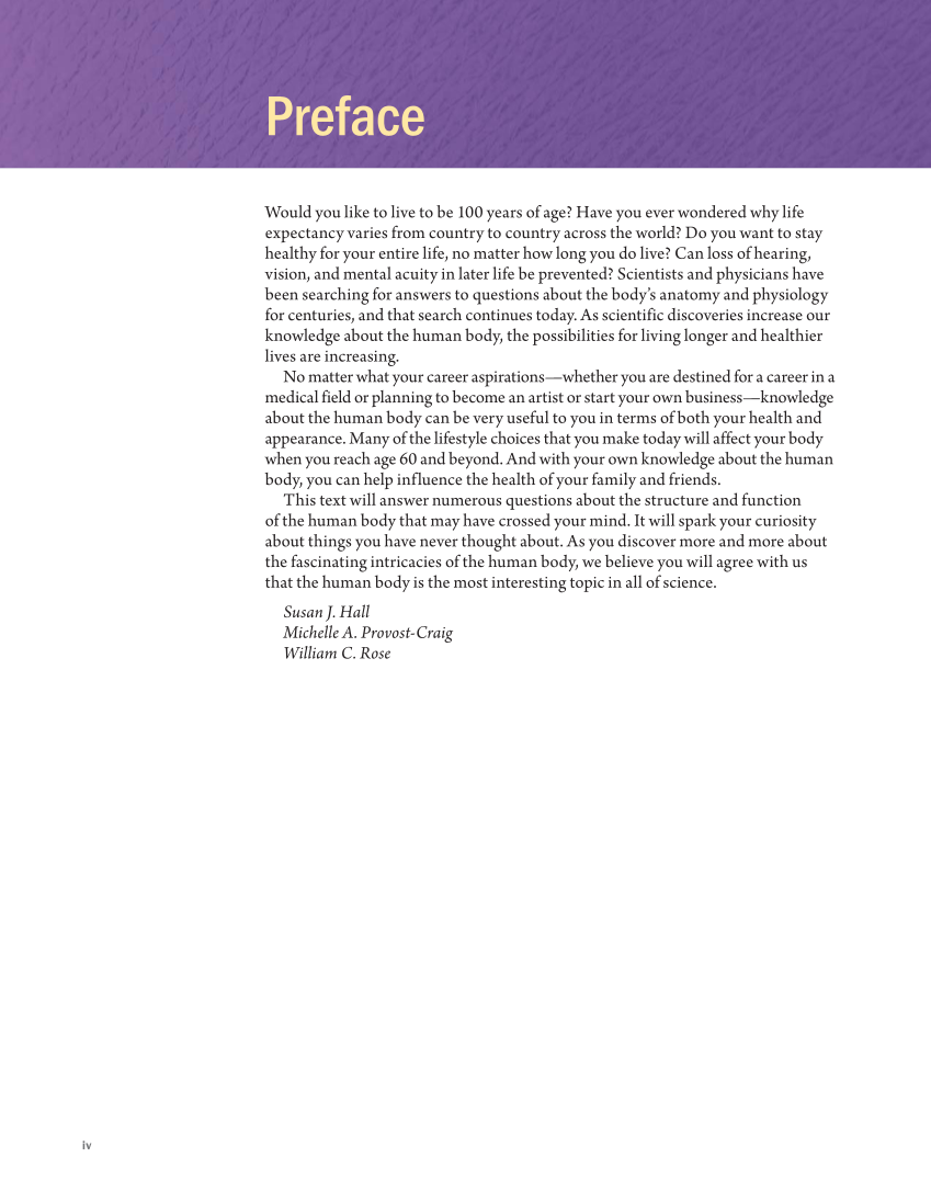 Anatomy & Physiology Essentials, 1st Edition page iv