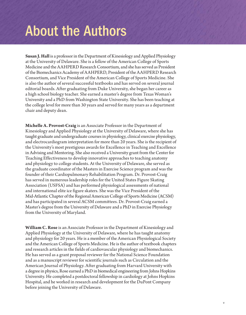 Anatomy & Physiology Essentials, 1st Edition page v