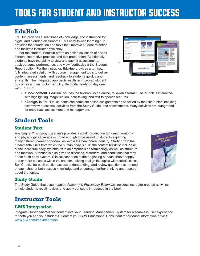 Anatomy & Physiology Essentials, 1st Edition page viii