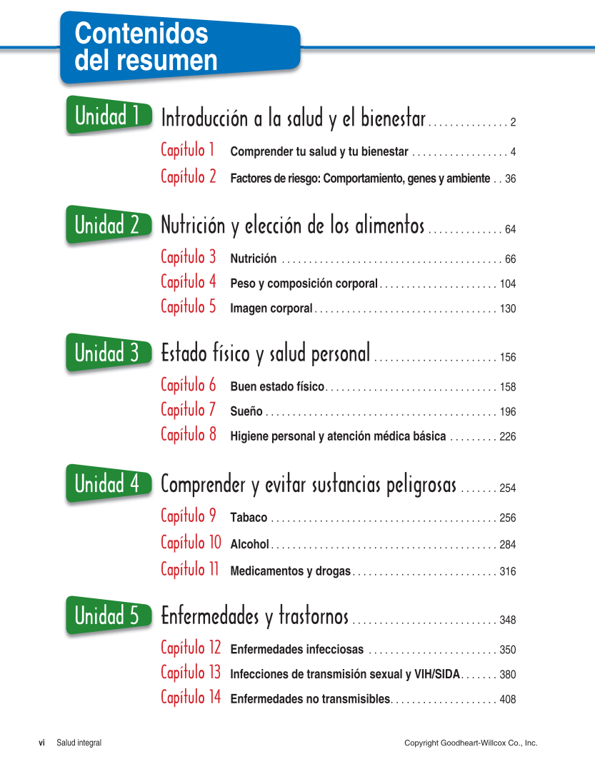 Salud integral, Segunda edición page vi