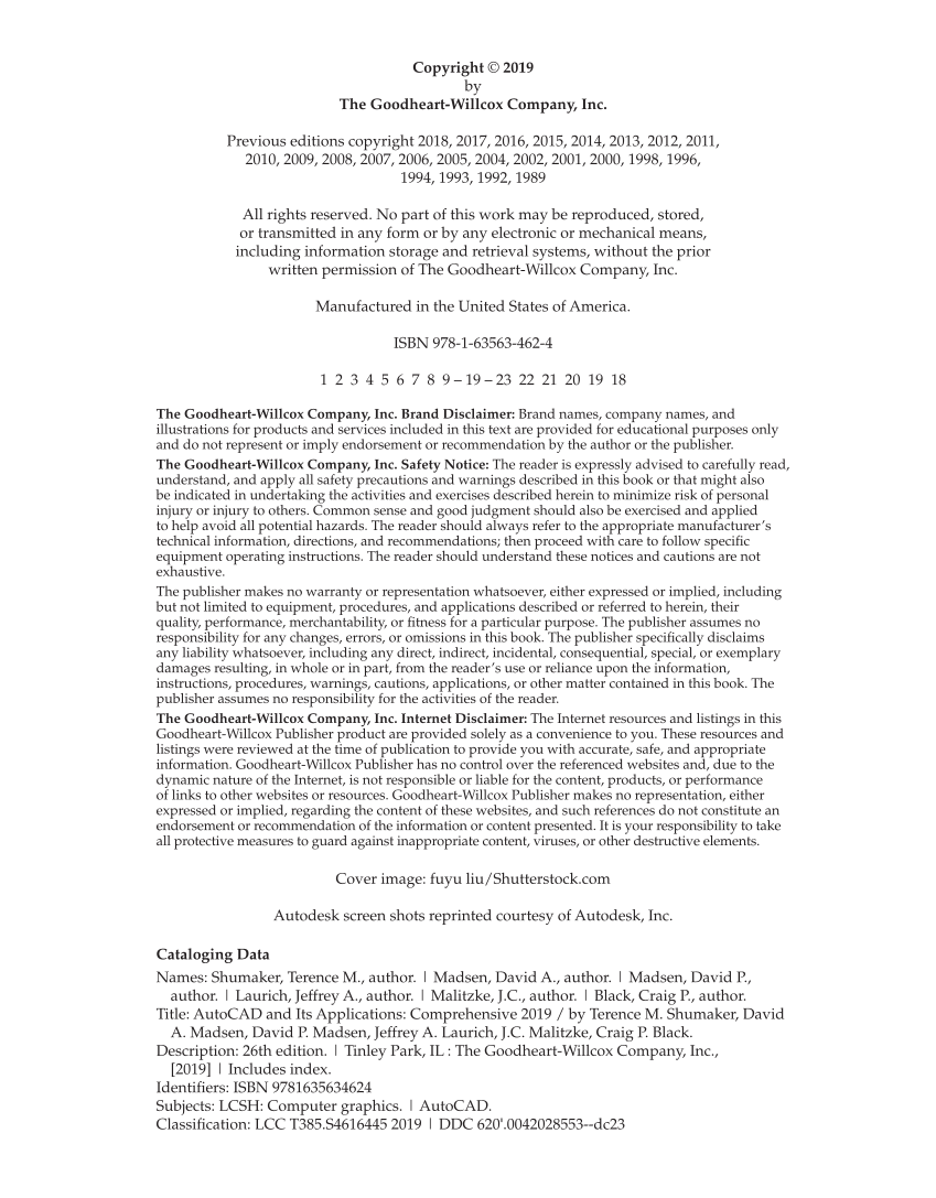 AutoCAD and Its Applications—Comprehensive 2019, 26th Edition page II