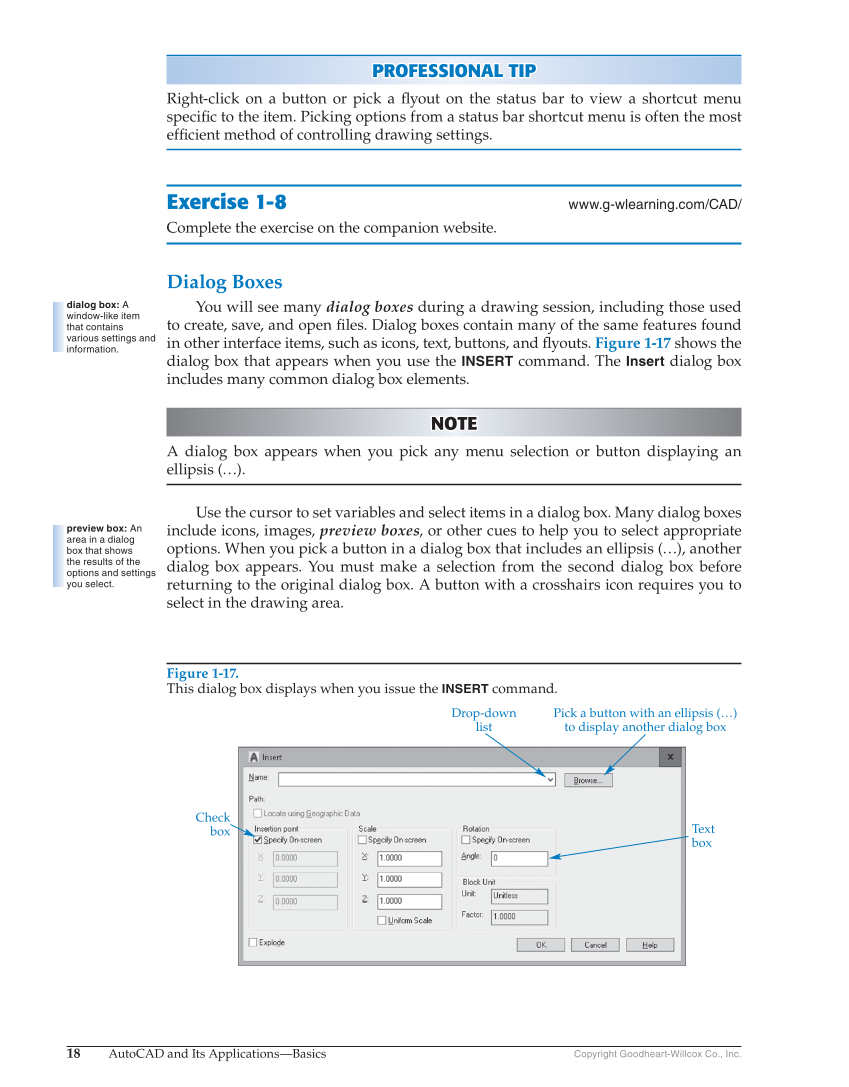 AutoCAD and Its Applications—Comprehensive 2019, 26th Edition page 18