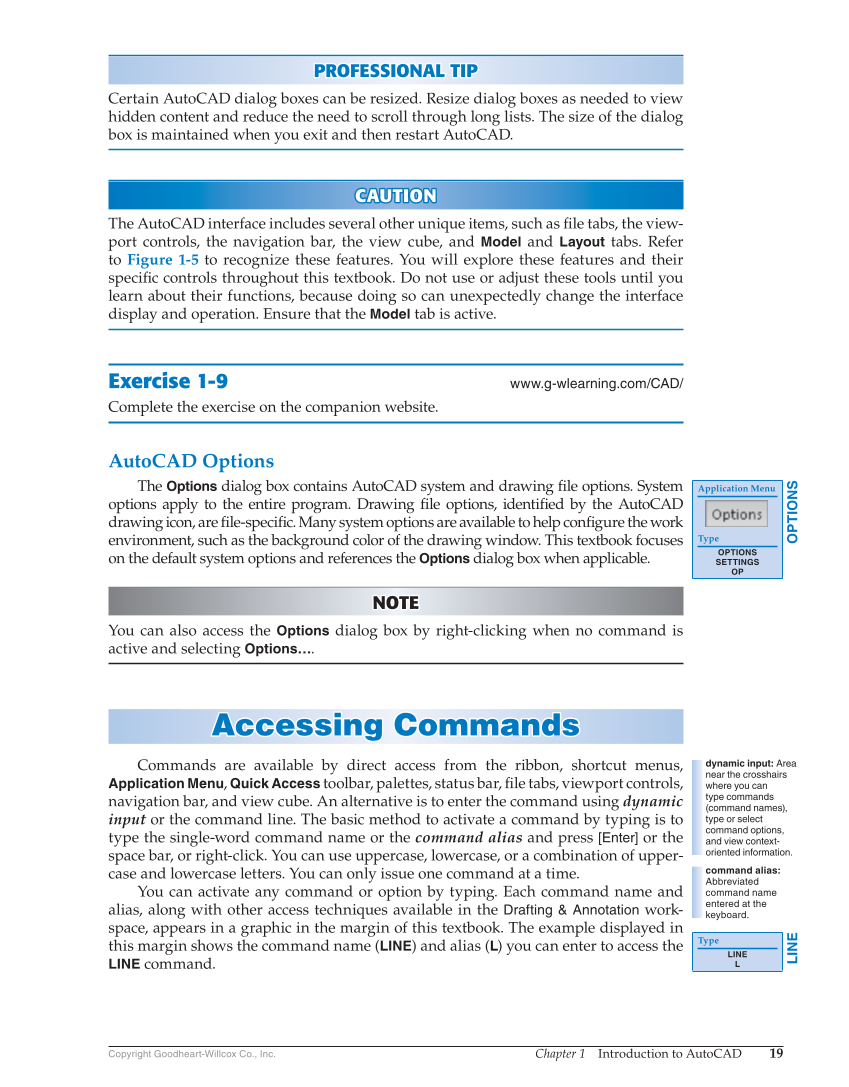 AutoCAD and Its Applications—Comprehensive 2019, 26th Edition page 19