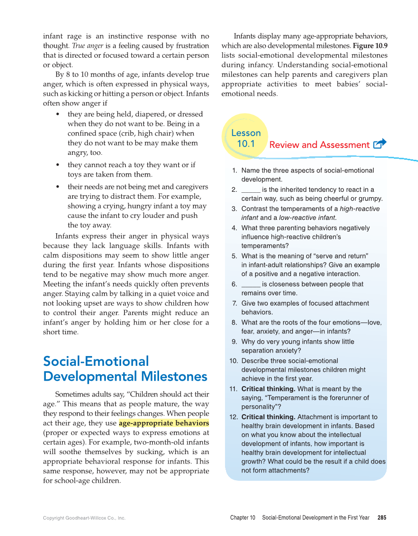 Child Development: Early Stages Through Age 12, 9th Edition page 285