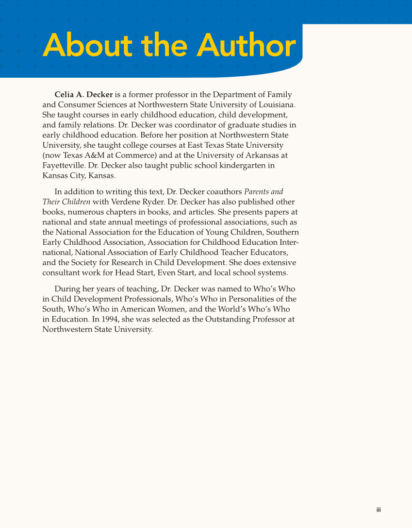 Child Development: Early Stages Through Age 12, 9th Edition page iii