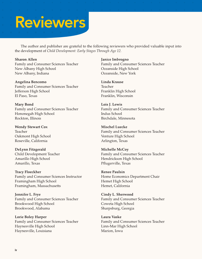 Child Development: Early Stages Through Age 12, 9th Edition page iv