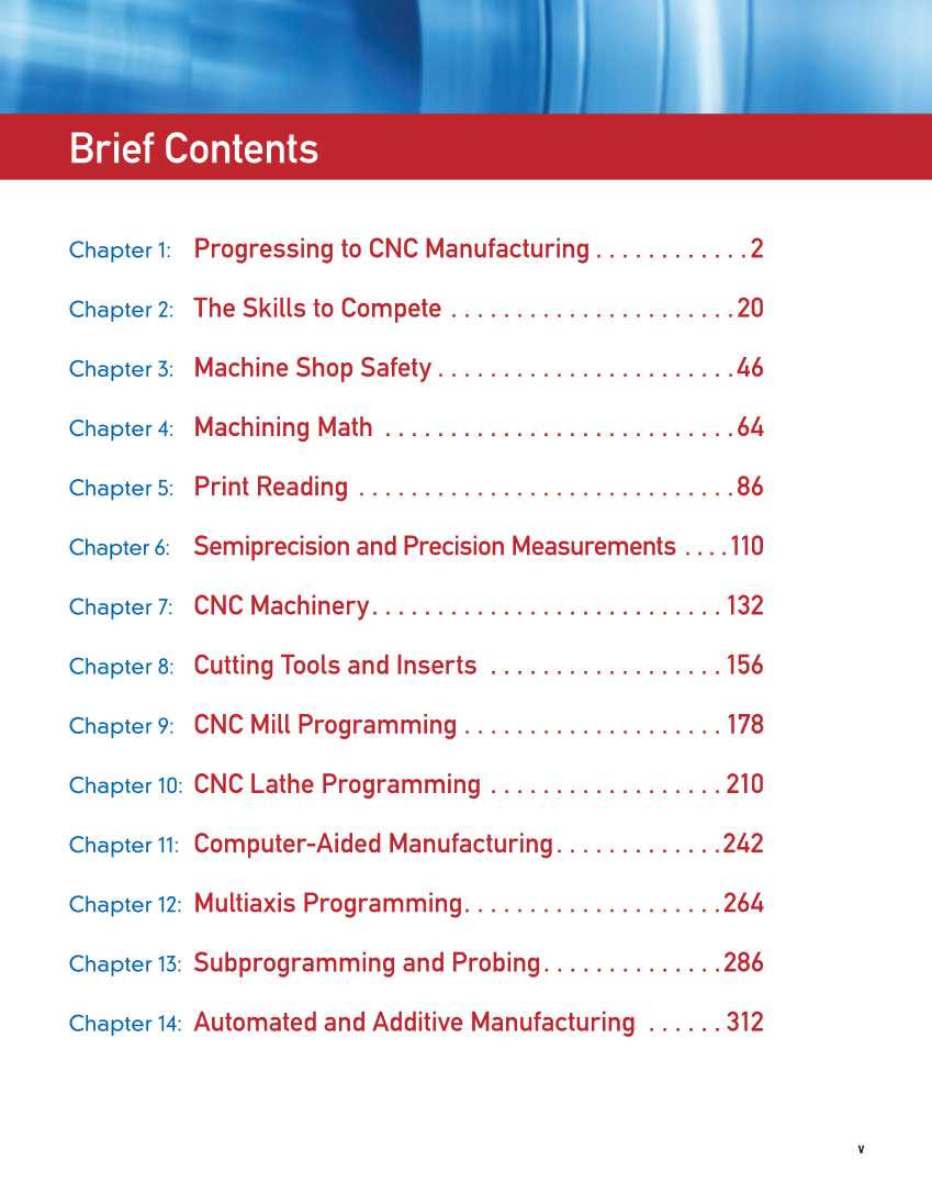 CNC Manufacturing Technology, 1st Edition page v