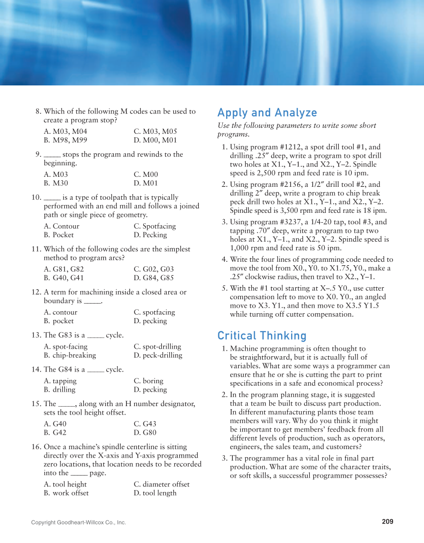 CNC Manufacturing Technology, 1st Edition page 209