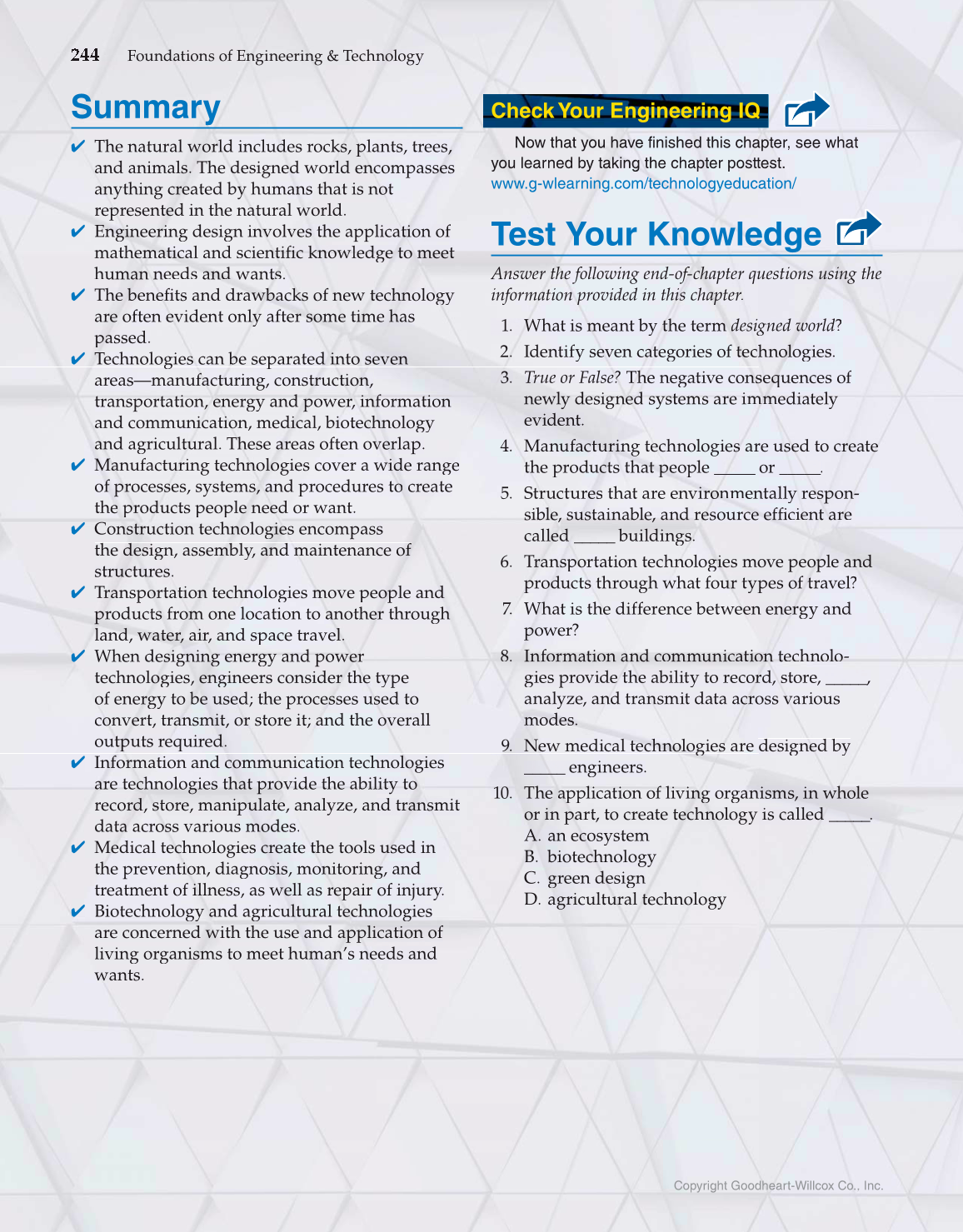 Foundations of Engineering & Technology, 7th Edition page 244