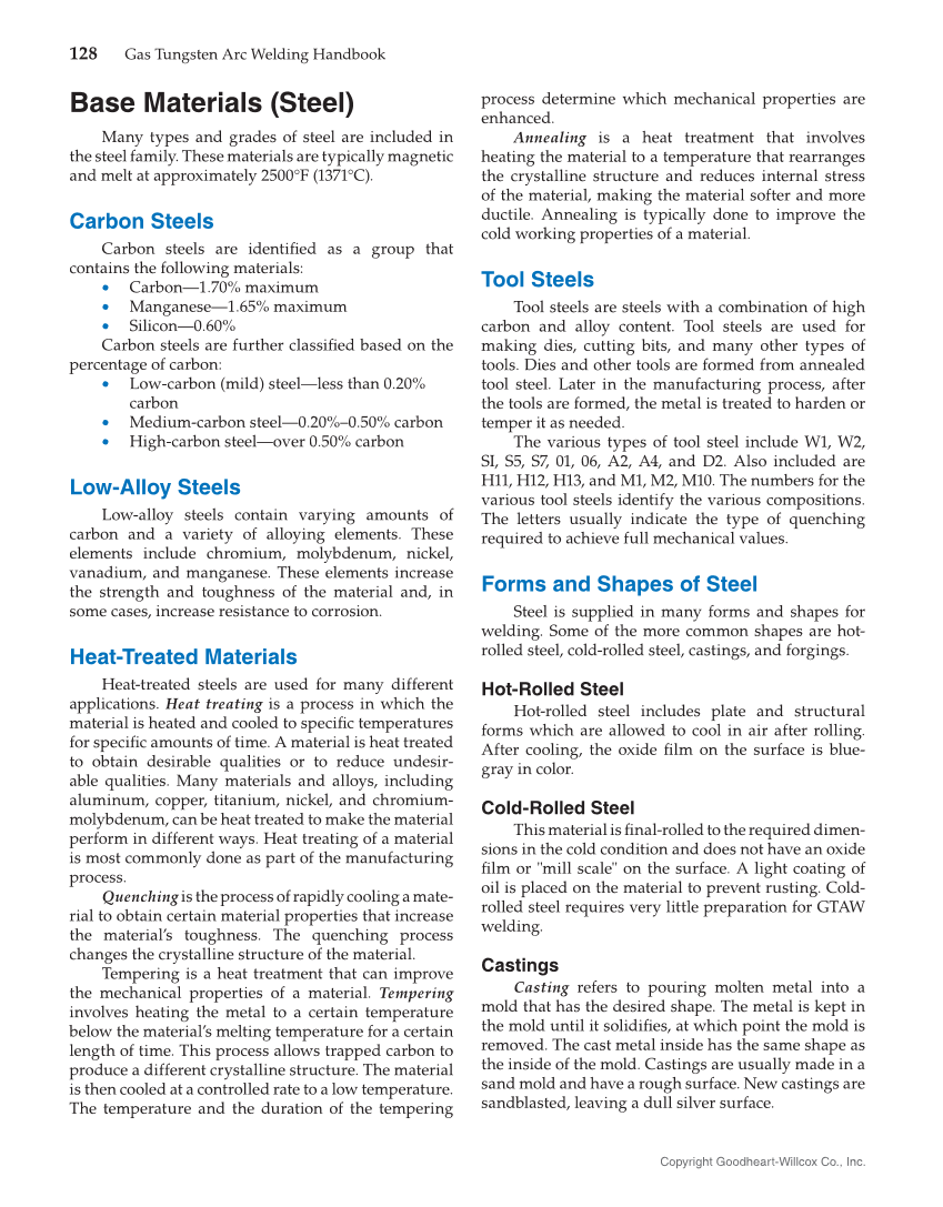 Gas Tungsten Arc Welding Handbook, 7th Edition page 128