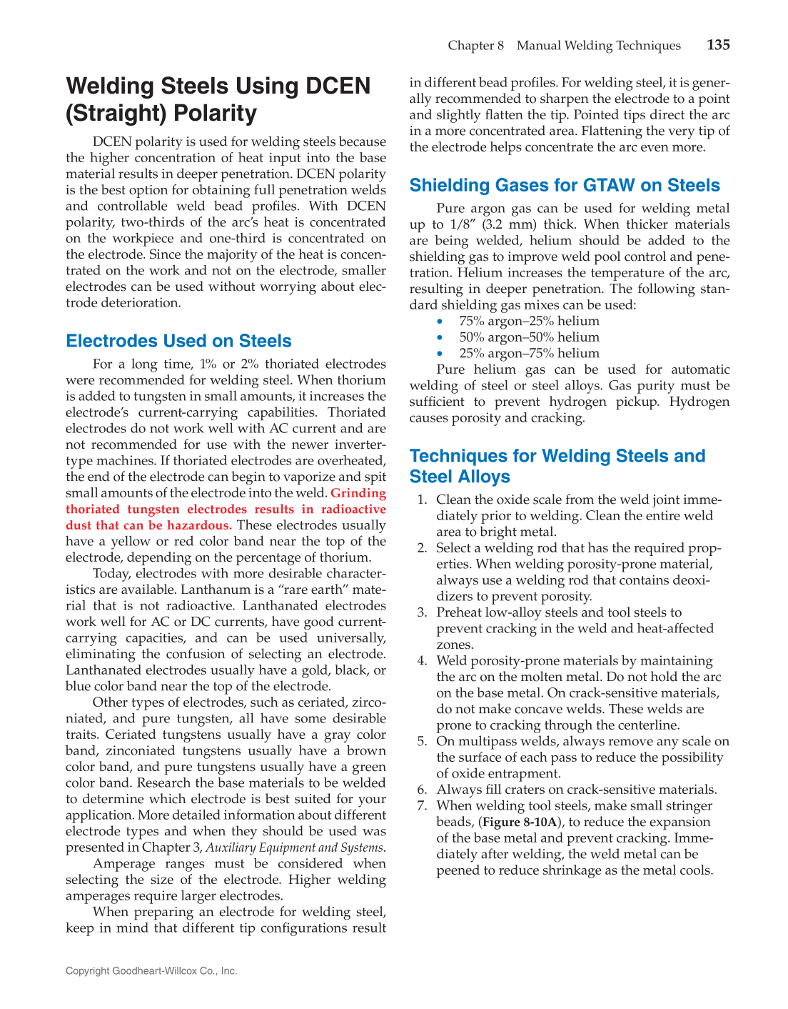 Gas Tungsten Arc Welding Handbook, 7th Edition page 135