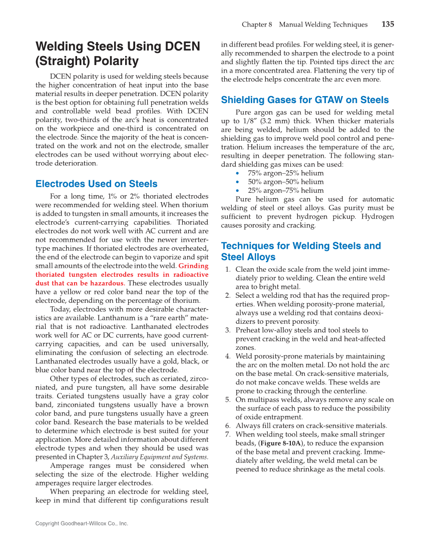 Gas Tungsten Arc Welding Handbook, 7th Edition page 135