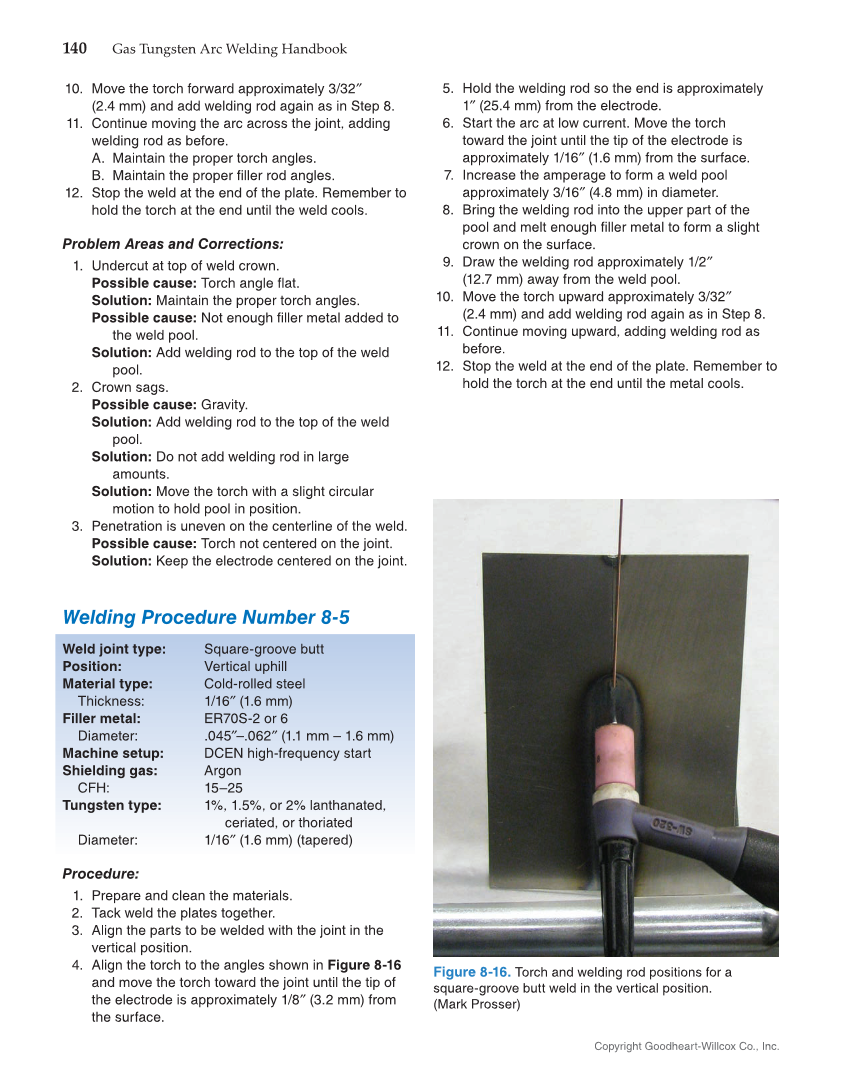 Gas Tungsten Arc Welding Handbook, 7th Edition page 140