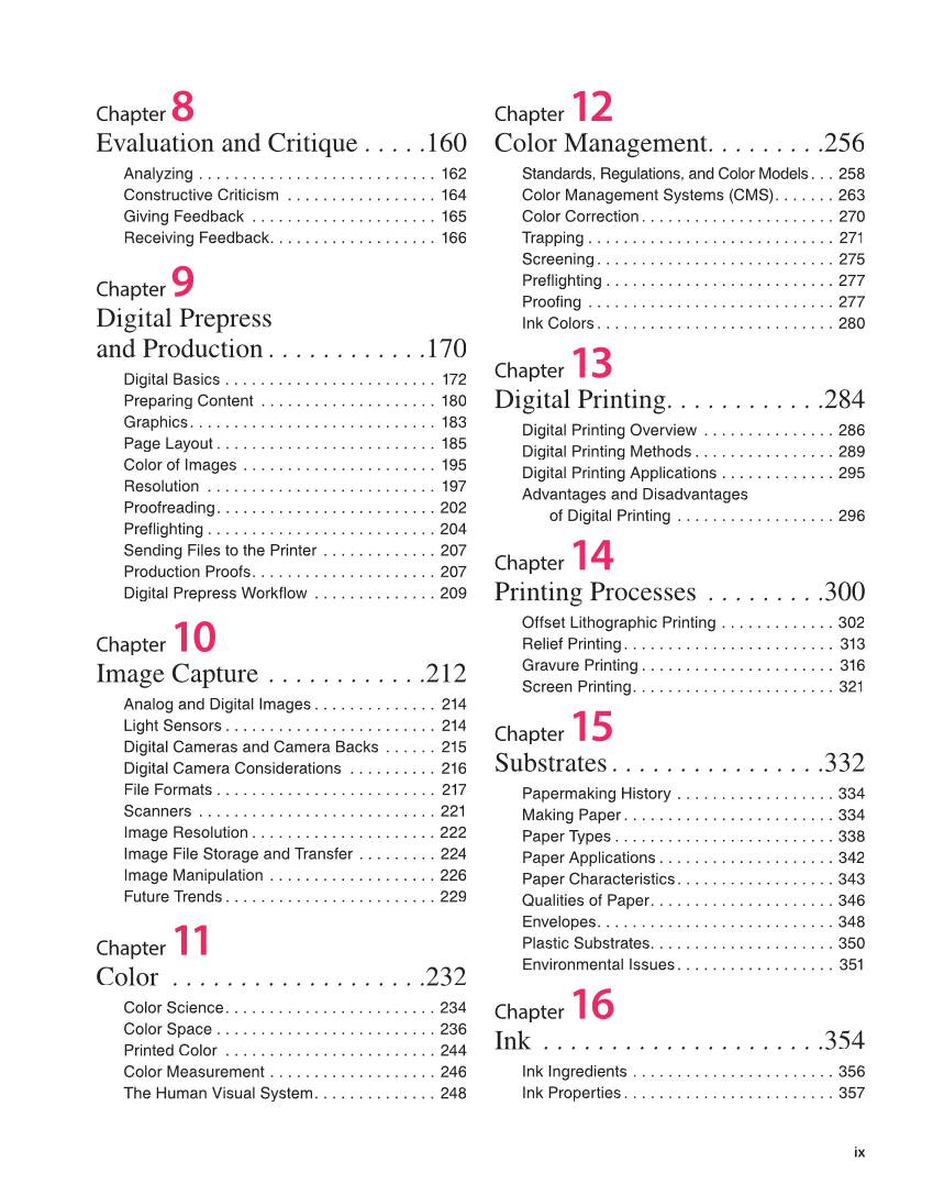 Graphic Communications: Digital Design and Print Essentials, 6th Edition page ix