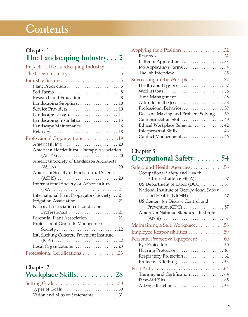 Landscape Design, Installation, and Management, 1st Edition page ix