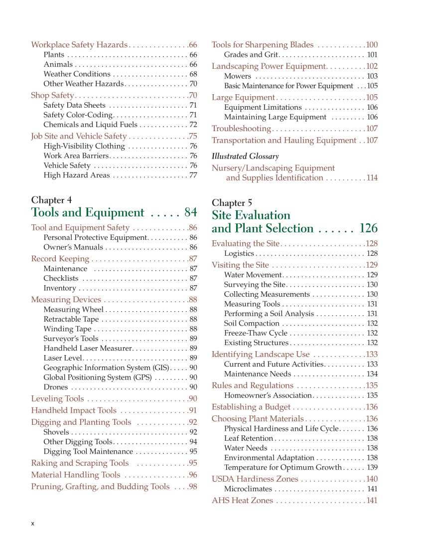 Landscape Design, Installation, and Management, 1st Edition page x