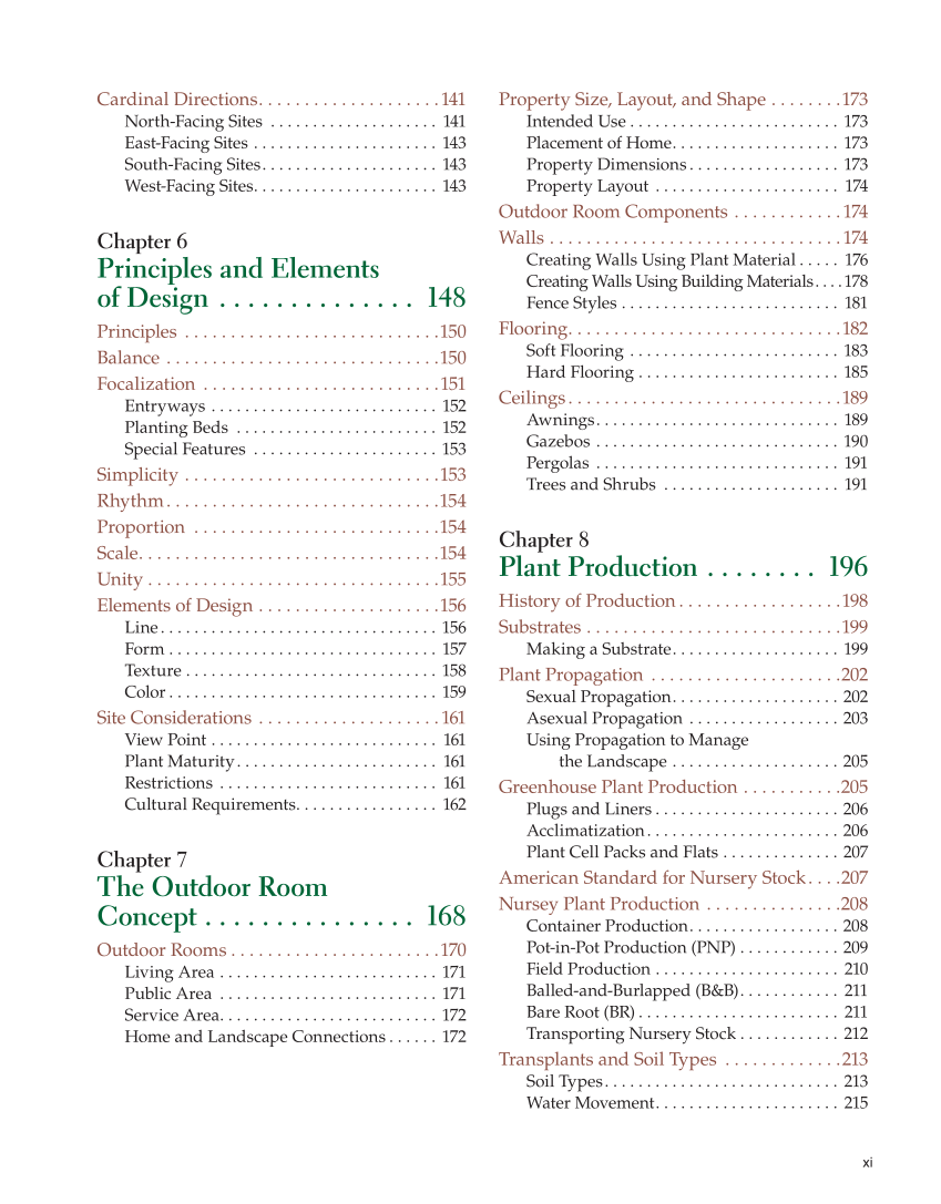 Landscape Design, Installation, and Management, 1st Edition page xi
