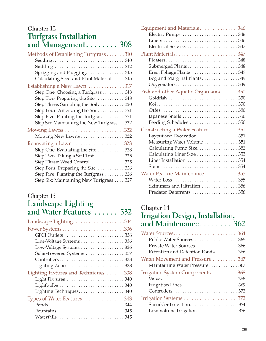 Landscape Design, Installation, and Management, 1st Edition page xiii
