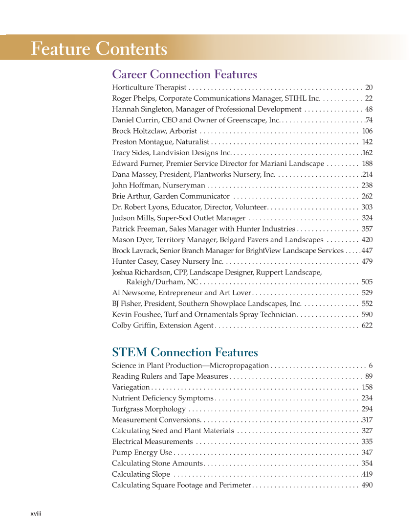 Landscape Design, Installation, and Management, 1st Edition page xviii