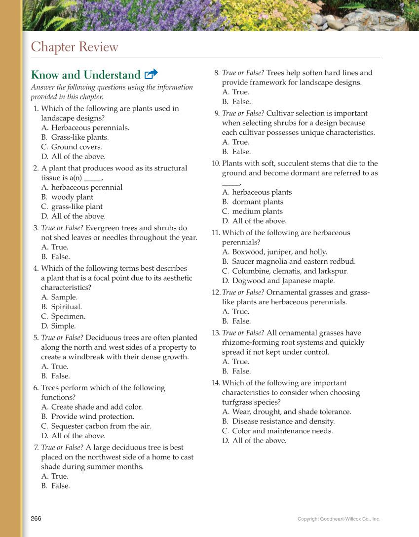 Landscape Design, Installation, and Management, 1st Edition page 266