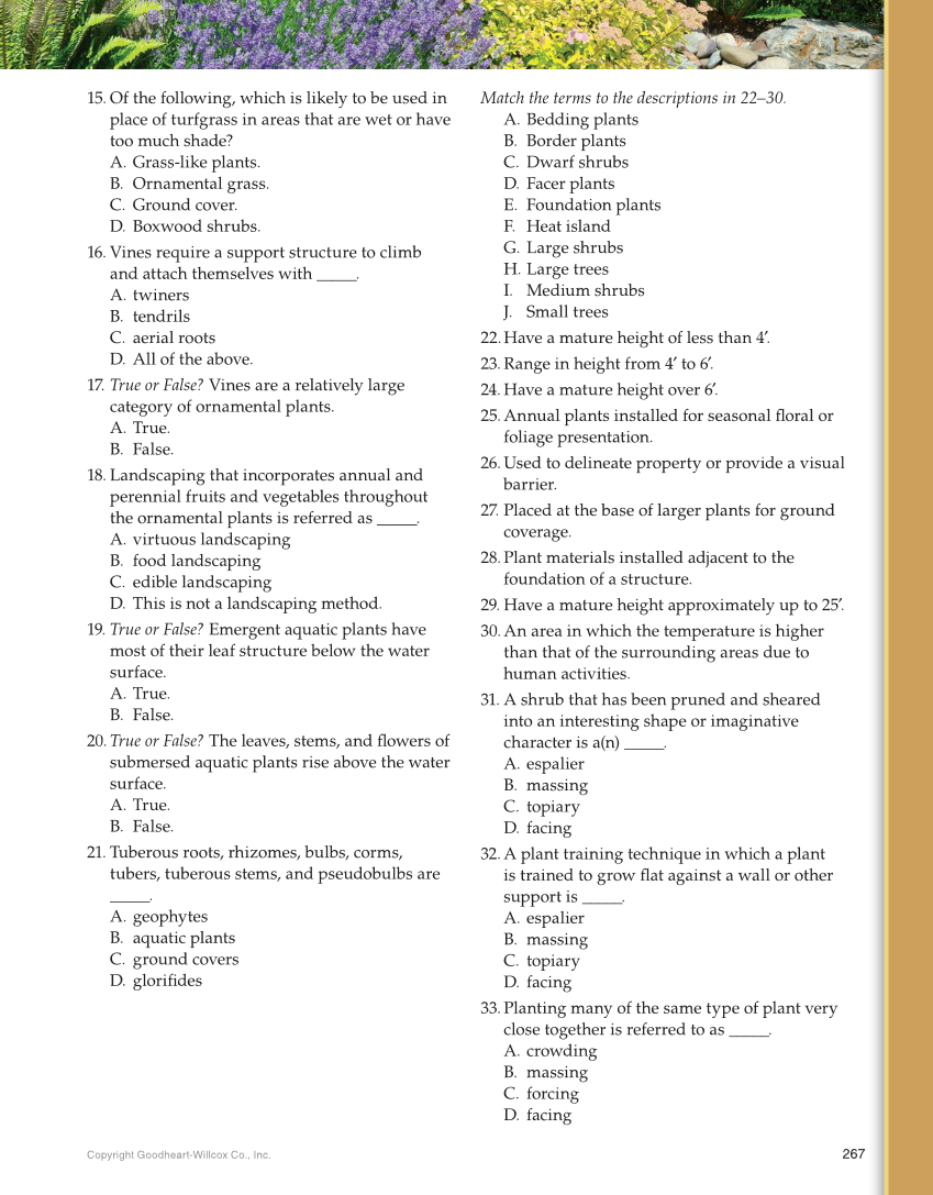 Landscape Design, Installation, and Management, 1st Edition page 267