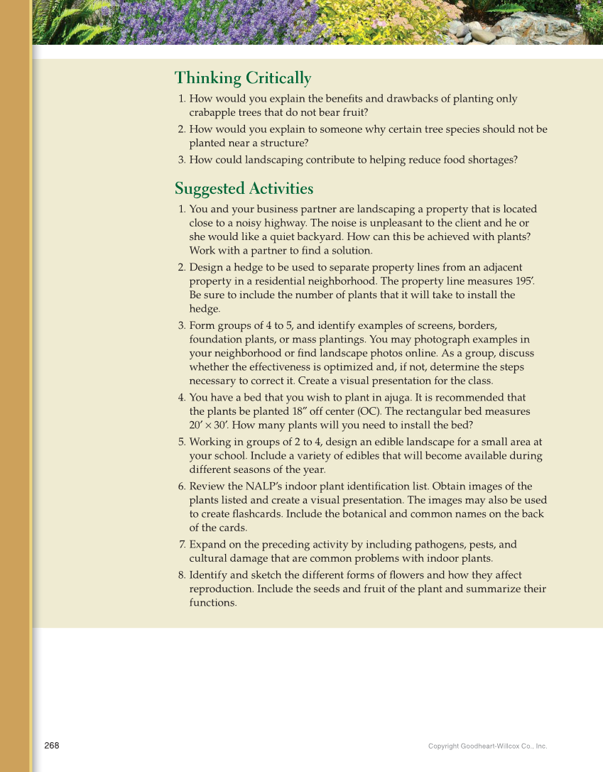 Landscape Design, Installation, and Management, 1st Edition page 268