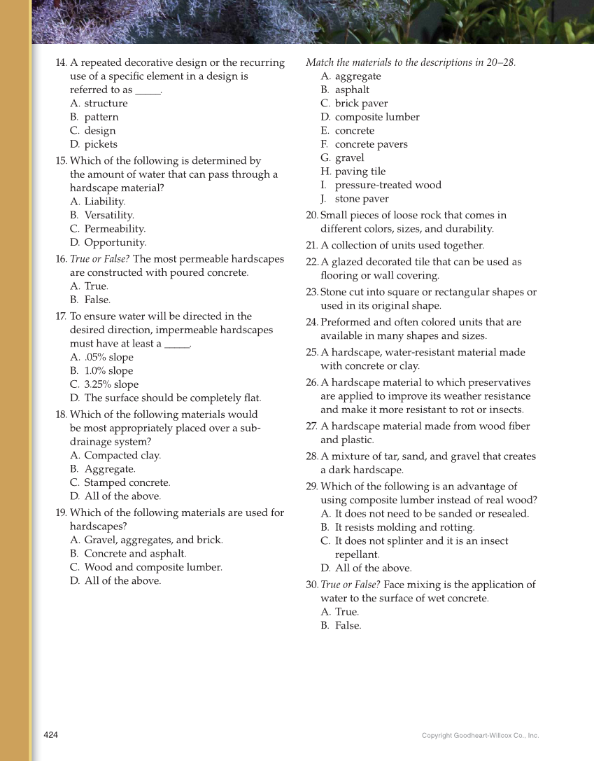 Landscape Design, Installation, and Management, 1st Edition page 424
