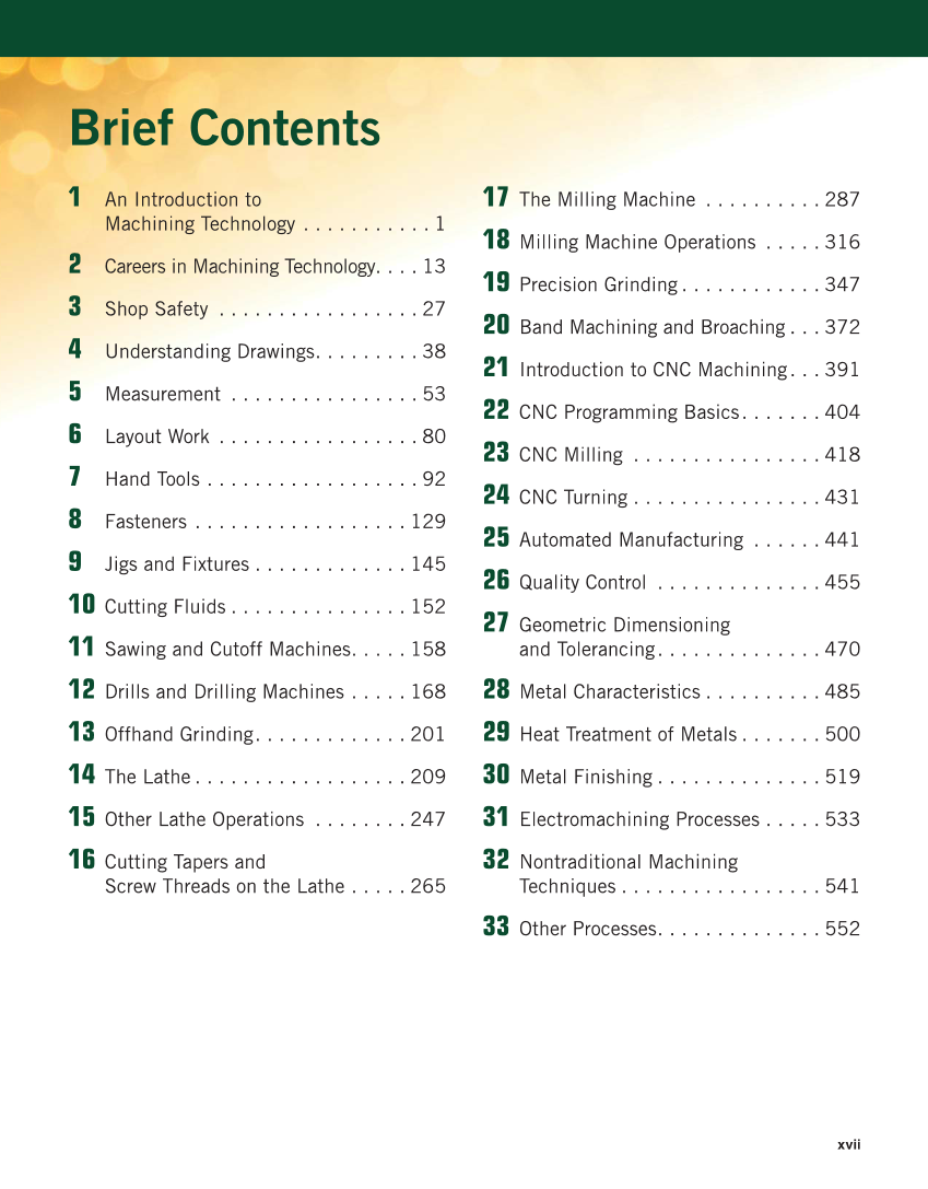 Machining Fundamentals, 10th Edition page xvii