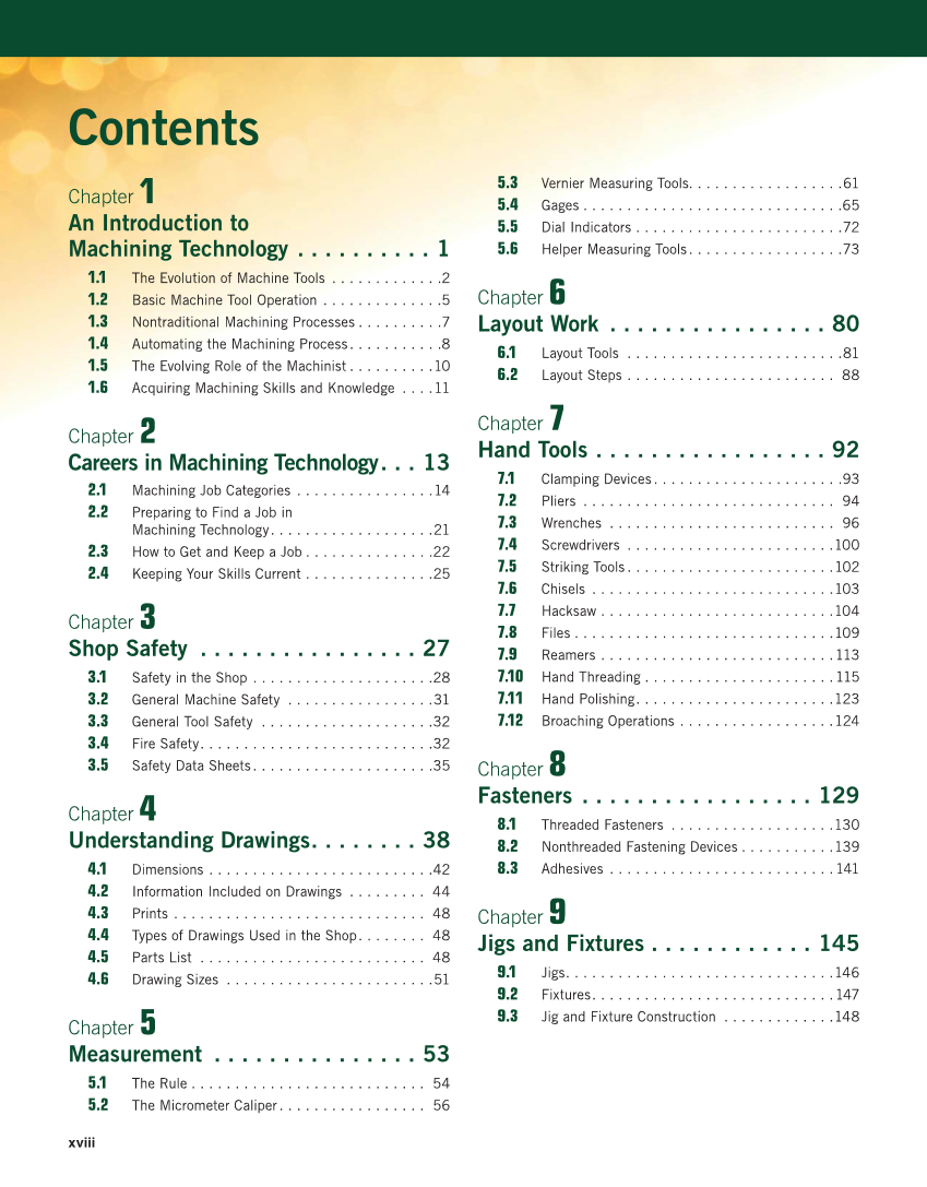 Machining Fundamentals, 10th Edition page xviii