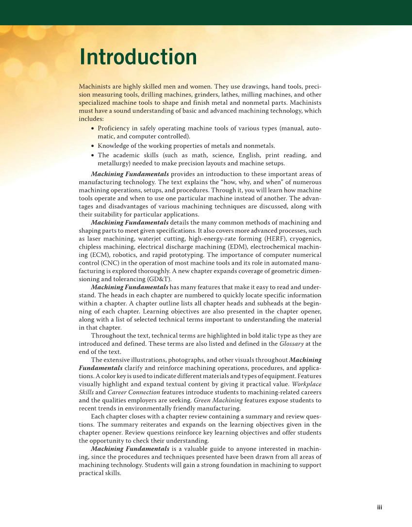 Machining Fundamentals, 10th Edition page iii