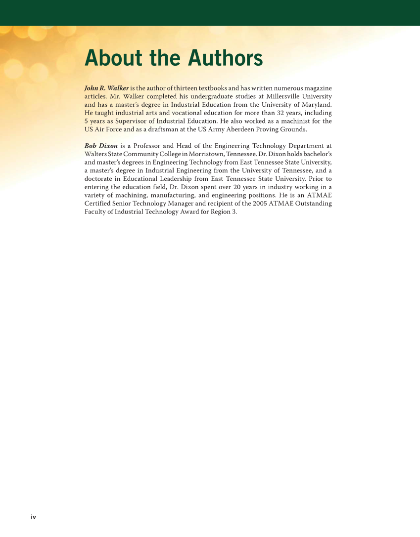 Machining Fundamentals, 10th Edition page iv