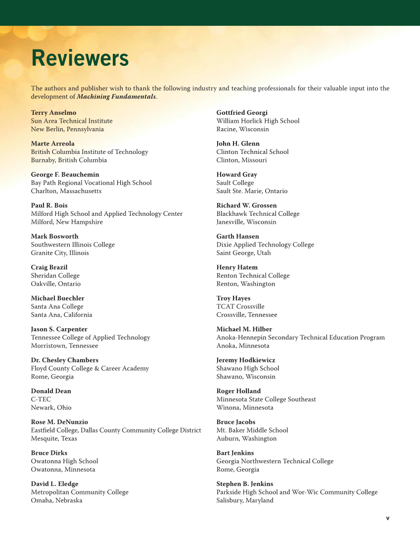 Machining Fundamentals, 10th Edition page v