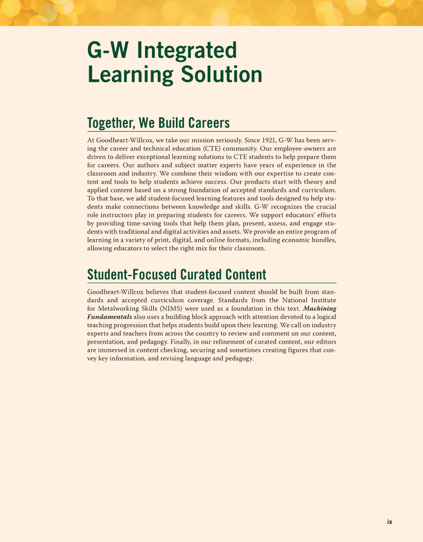 Machining Fundamentals, 10th Edition page ix