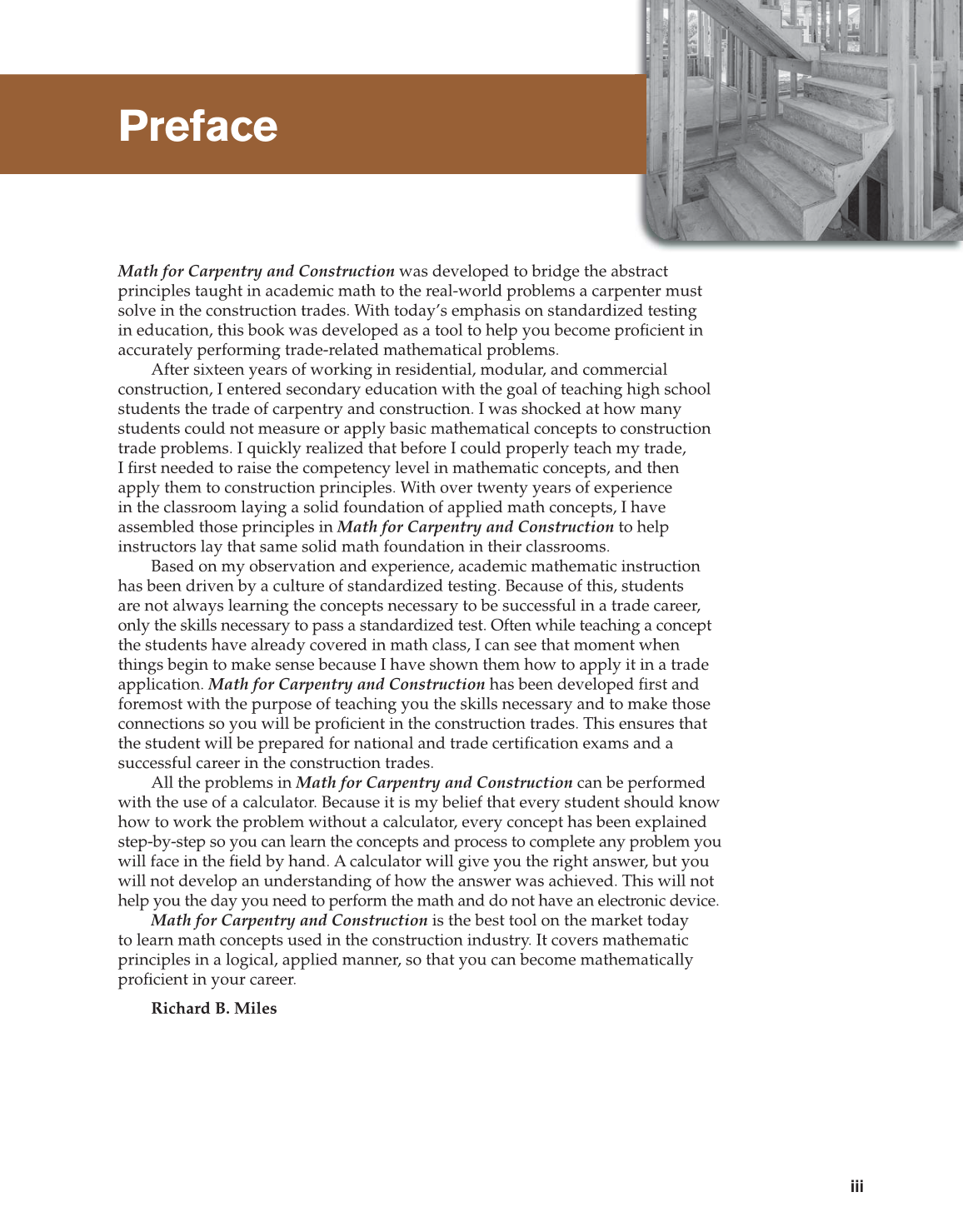 Math for Carpentry and Construction, 1st Edition page iii