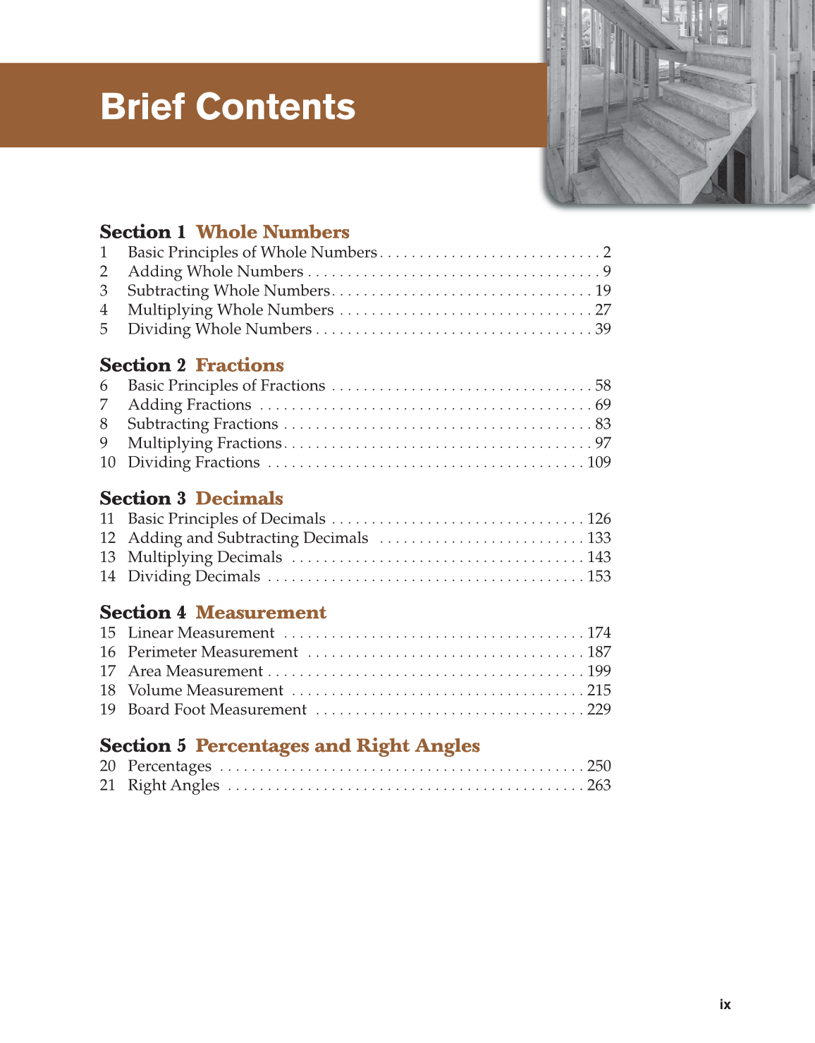 Math for Carpentry and Construction, 1st Edition page ix